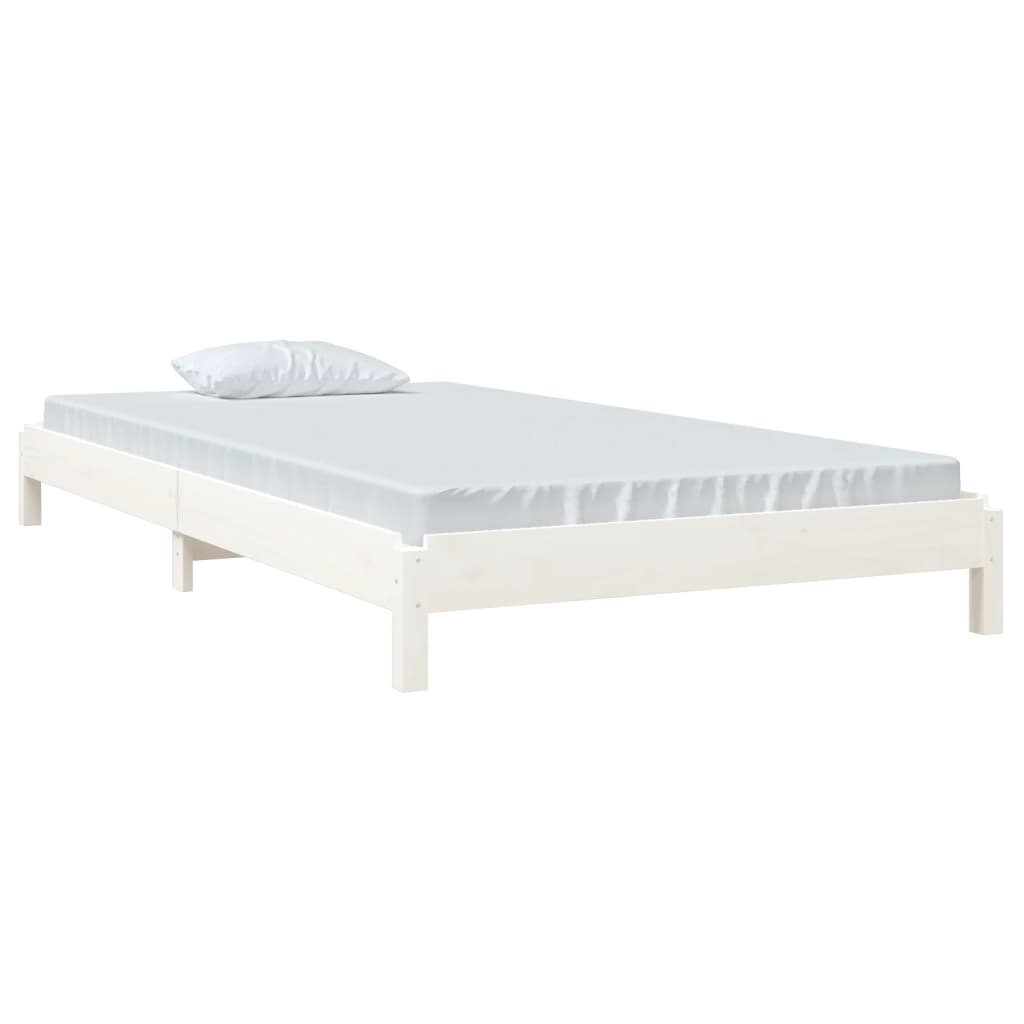 Lit empilable sans matelas blanc 100x200 cm bois de pin massif - XIOS