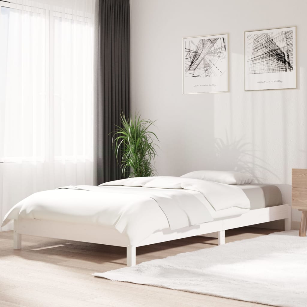 Lit empilable sans matelas blanc 100x200 cm bois de pin massif - XIOS