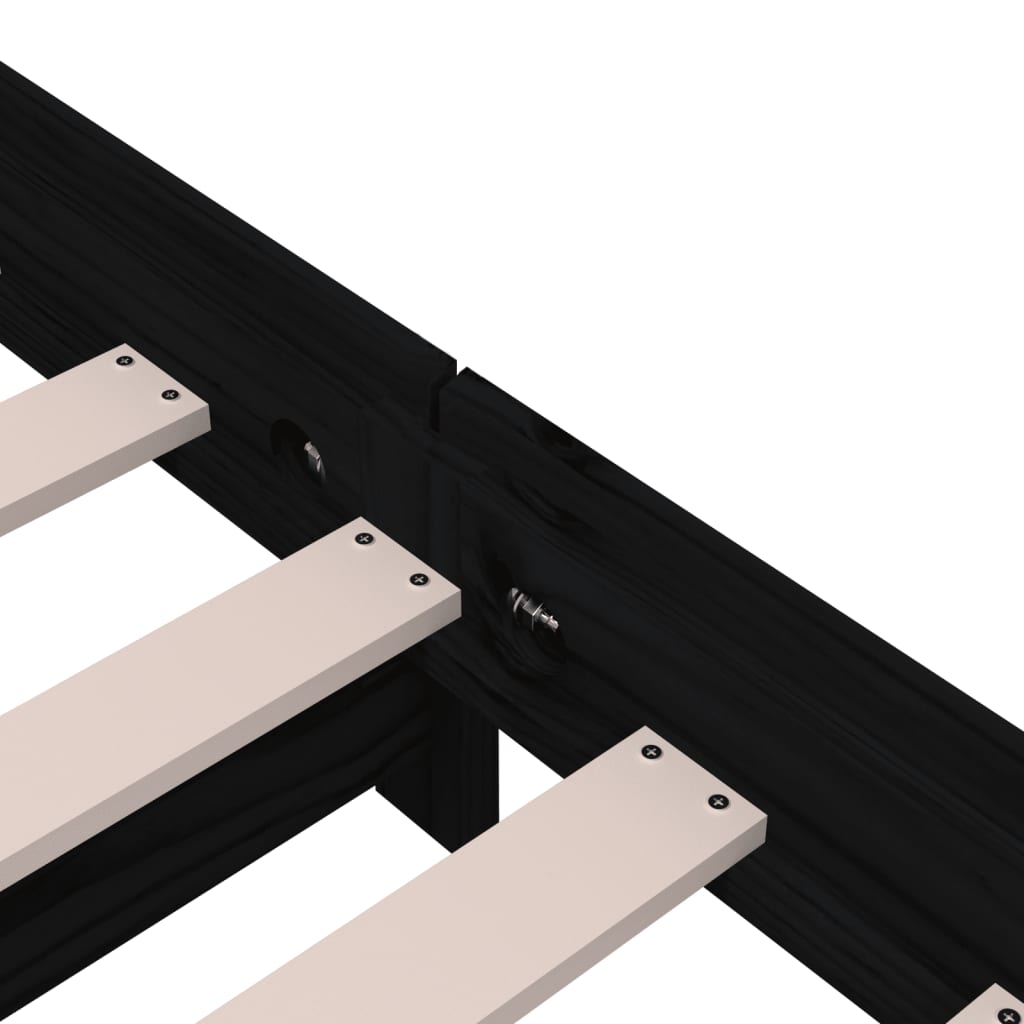 Lit empilable sans matelas noir 90x200 cm bois de pin massif - XIOS