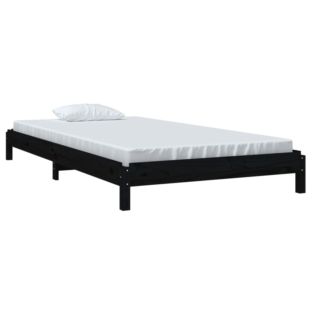 Lit empilable sans matelas noir 80x200 cm bois massif de pin - XIOS