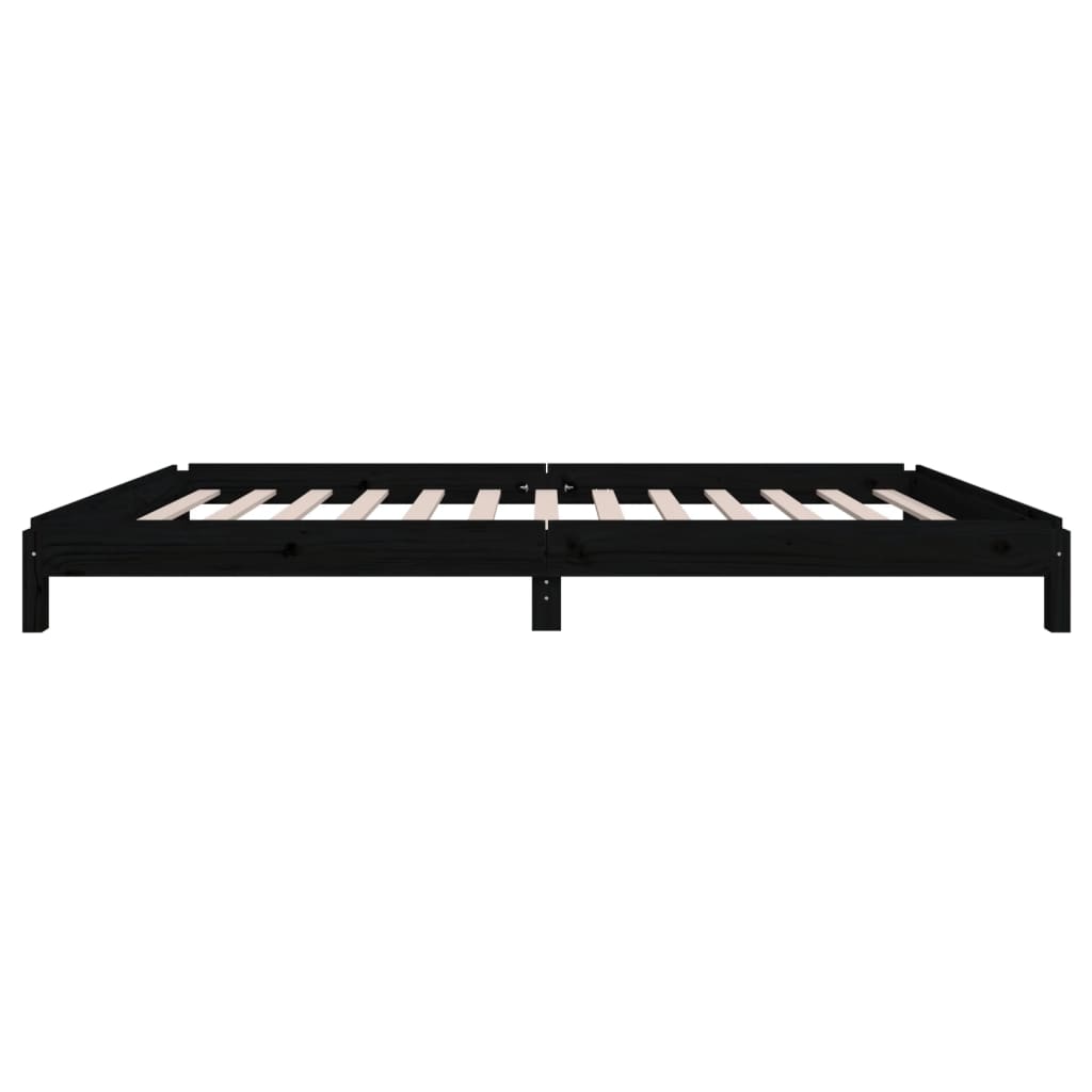 Lit empilable sans matelas noir 80x200 cm bois massif de pin - XIOS