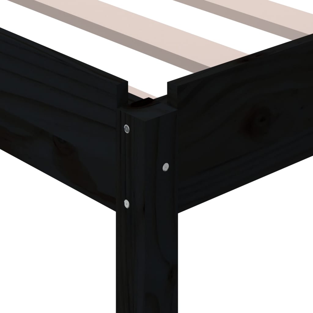 Lit empilable sans matelas noir 75x190 cm bois de pin massif - XIOS