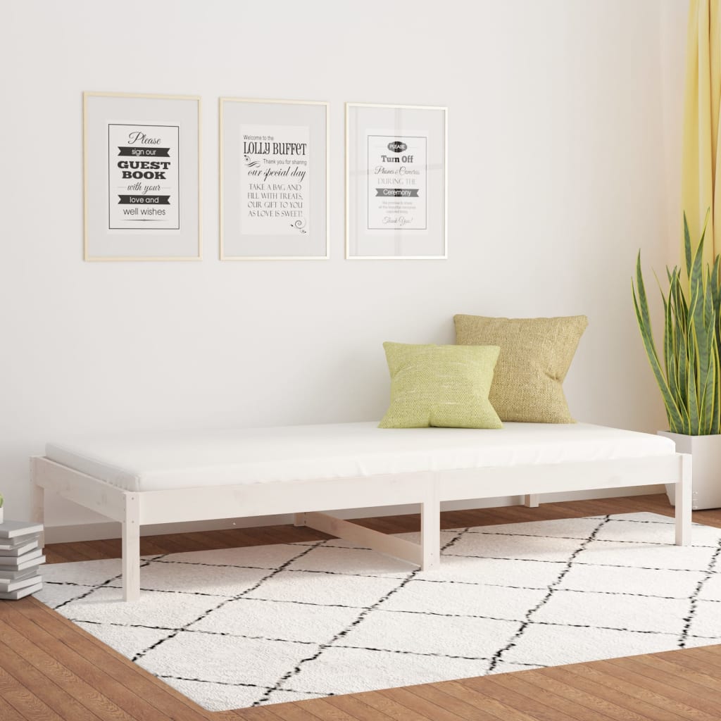 Lit de jour sans matelas blanc 90x200 cm bois de pin massif - XIOS