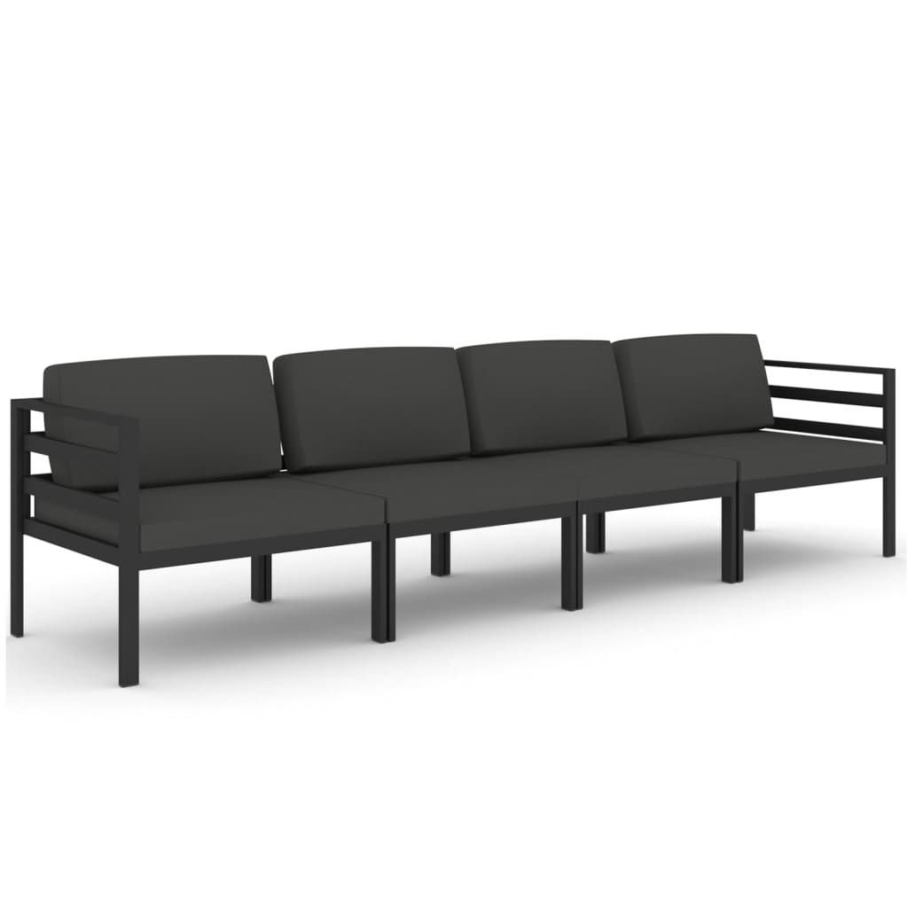 Salon de jardin 4 pcs avec coussins Aluminium Anthracite