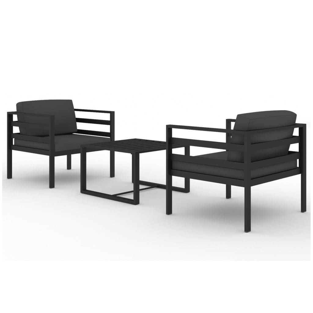 Salon de jardin 3 pcs avec coussins Aluminium Anthracite
