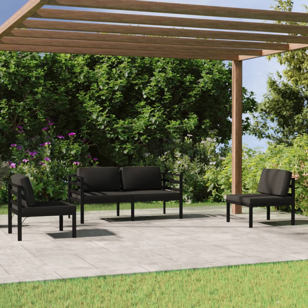 Salon de jardin 4 pcs avec coussins Aluminium Anthracite