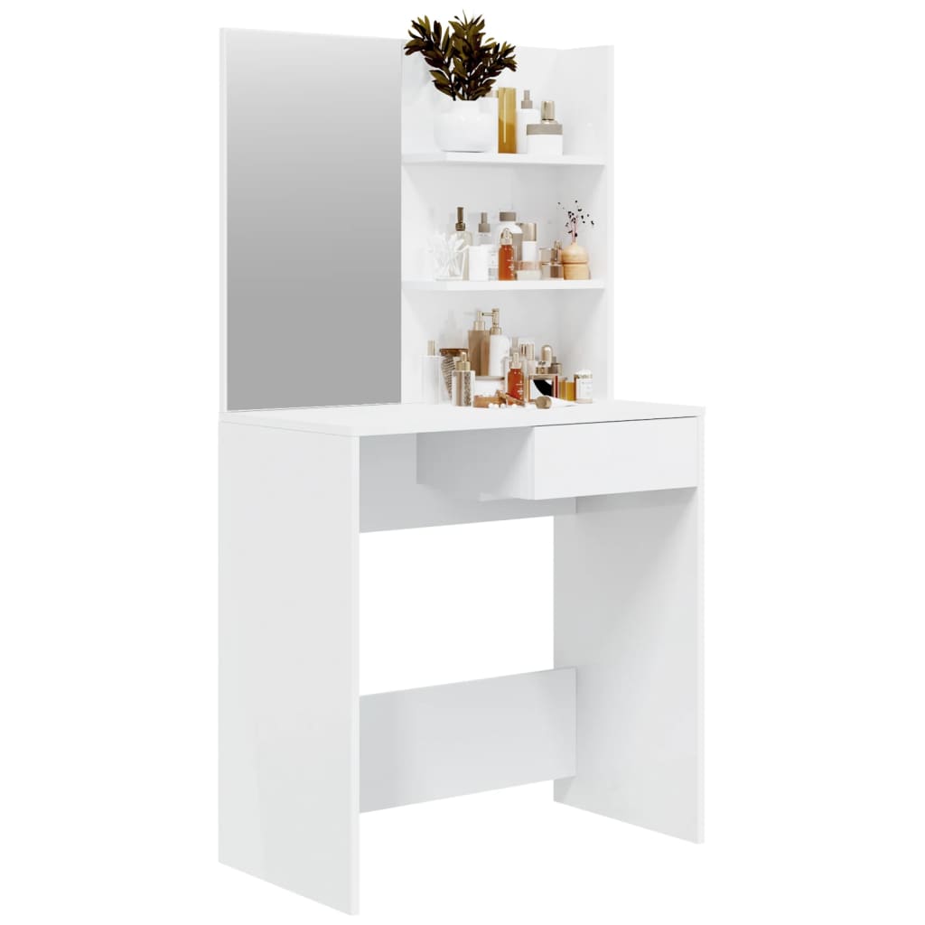 Coiffeuse avec miroir Blanc brillant 74,5x40x141 cm - XIOS