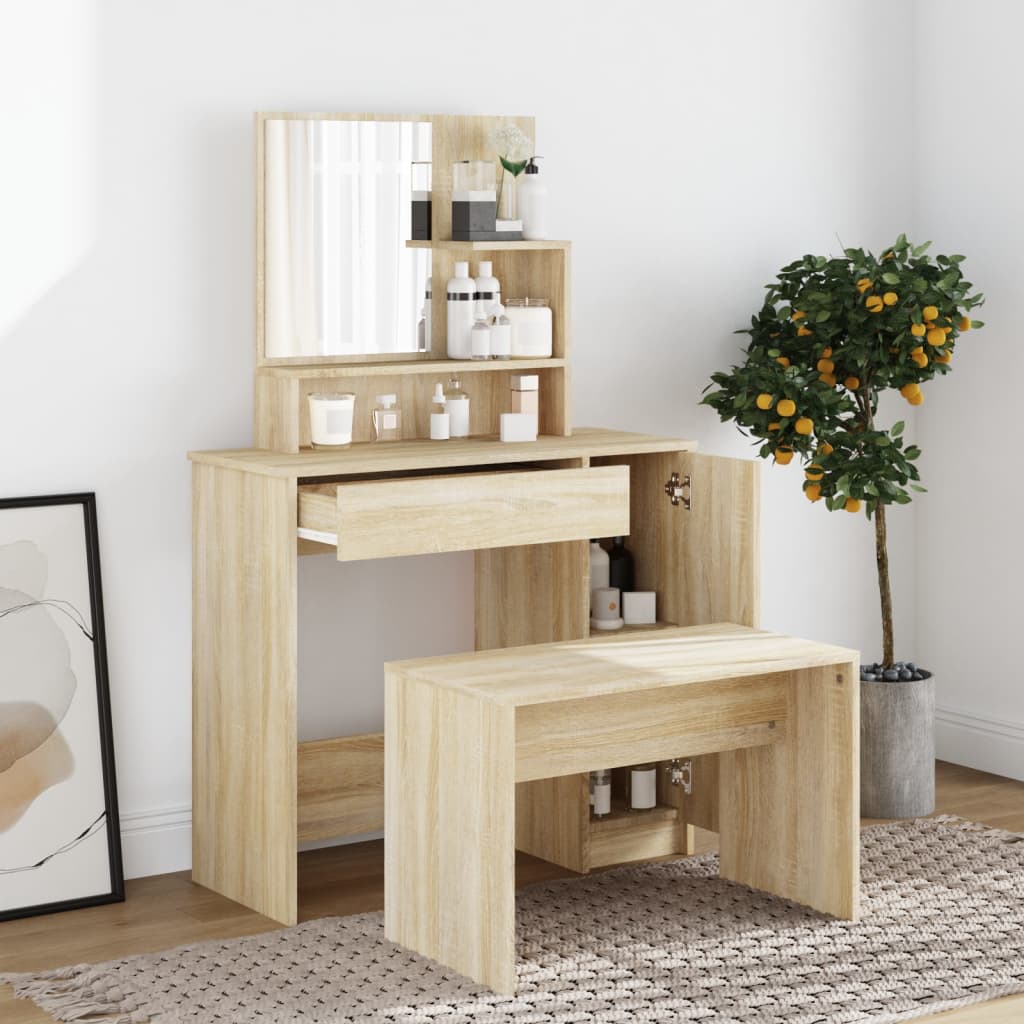 Coiffeuse avec miroir chêne sonoma 86,5x35x136 cm - XIOS
