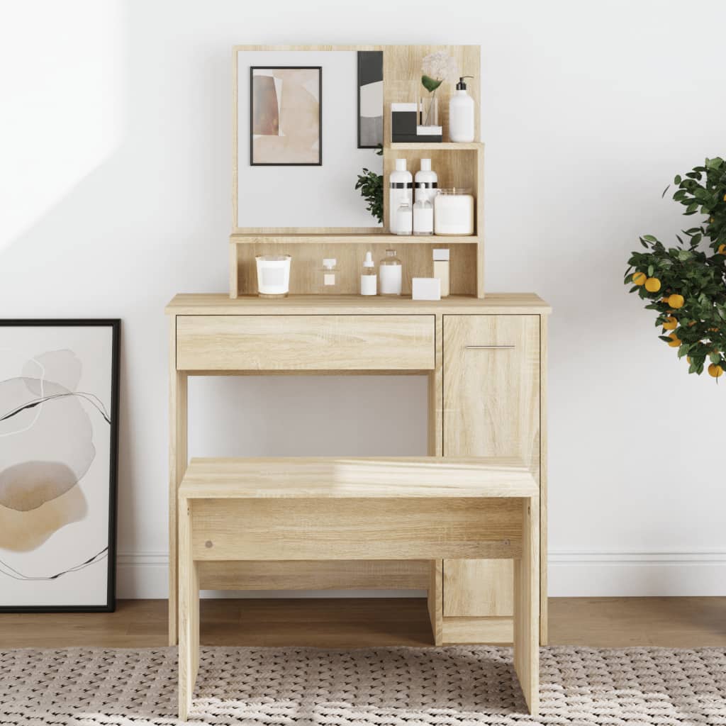 Coiffeuse avec miroir chêne sonoma 86,5x35x136 cm - XIOS