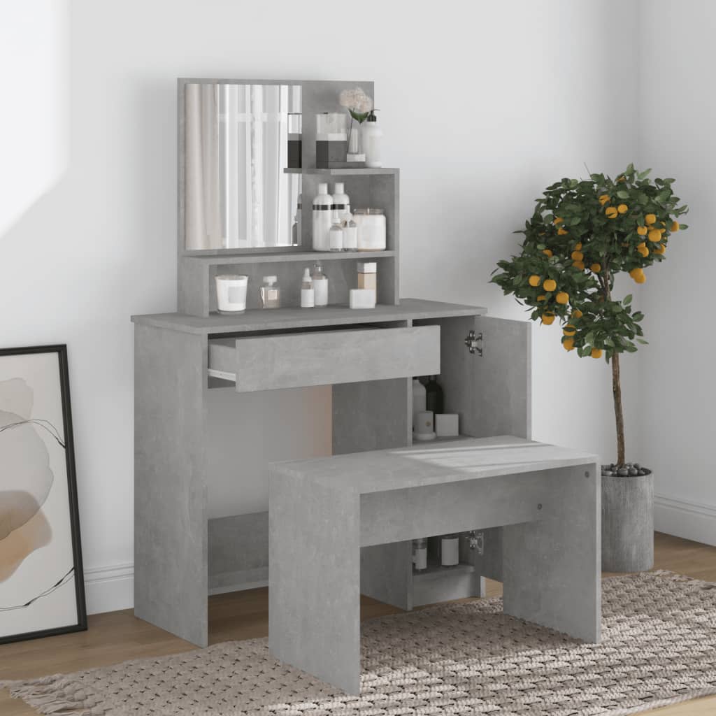 Coiffeuse avec miroir Gris béton 86,5x35x136 cm - XIOS
