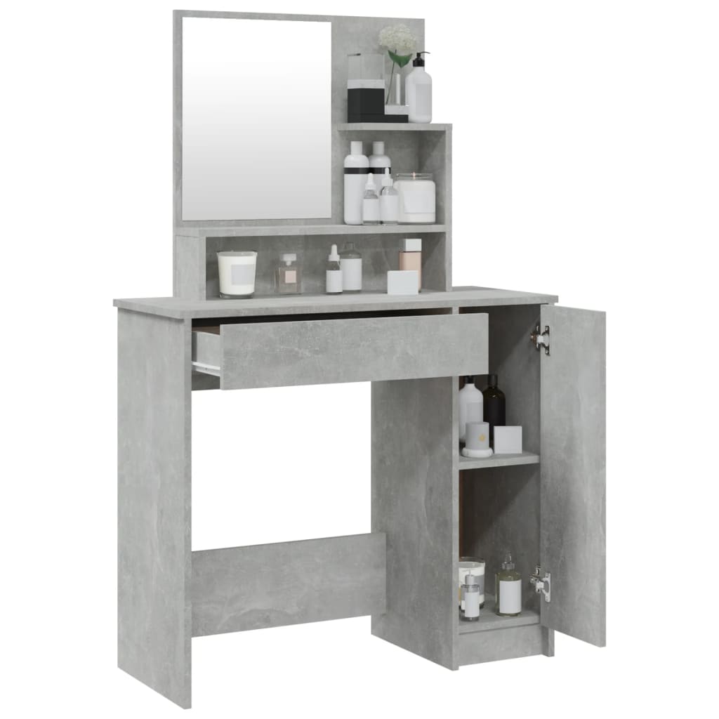 Coiffeuse avec miroir Gris béton 86,5x35x136 cm - XIOS