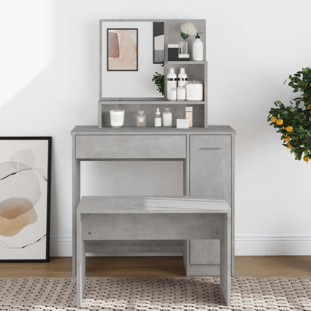 Coiffeuse avec miroir Gris béton 86,5x35x136 cm - XIOS