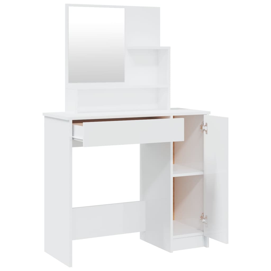 Coiffeuse avec miroir blanc brillant 86,5x35x136 cm - XIOS