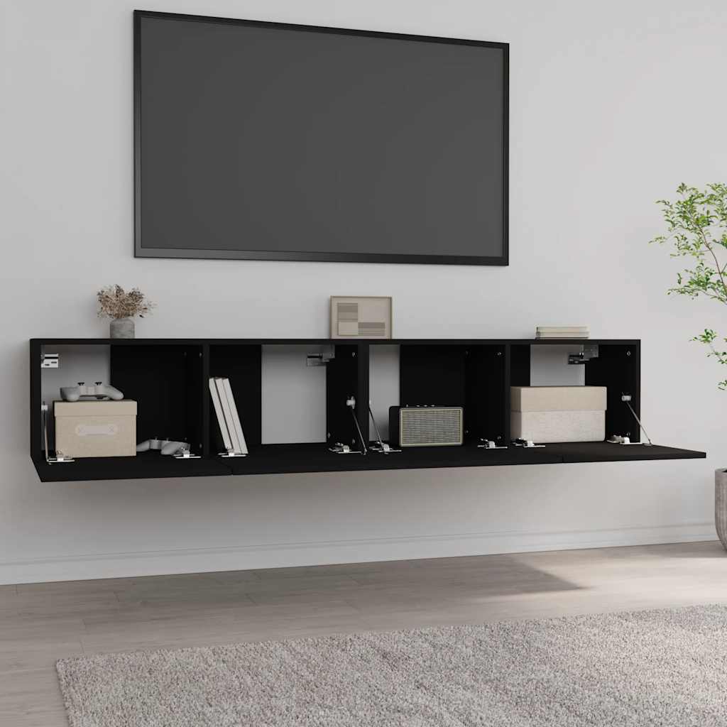 Meubles TV 2 pcs Noir 80x30x30 cm Bois d'ingénierie - XIOS