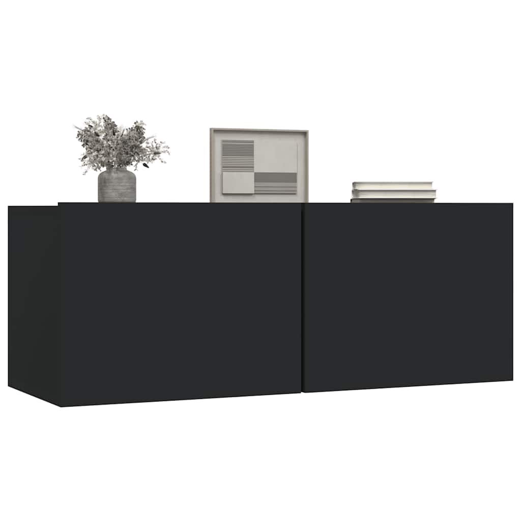 Meubles TV 2 pcs Noir 80x30x30 cm Bois d'ingénierie - XIOS