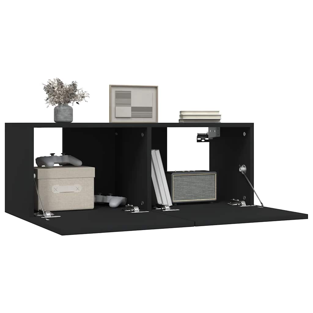 Meubles TV 2 pcs Noir 80x30x30 cm Bois d'ingénierie - XIOS