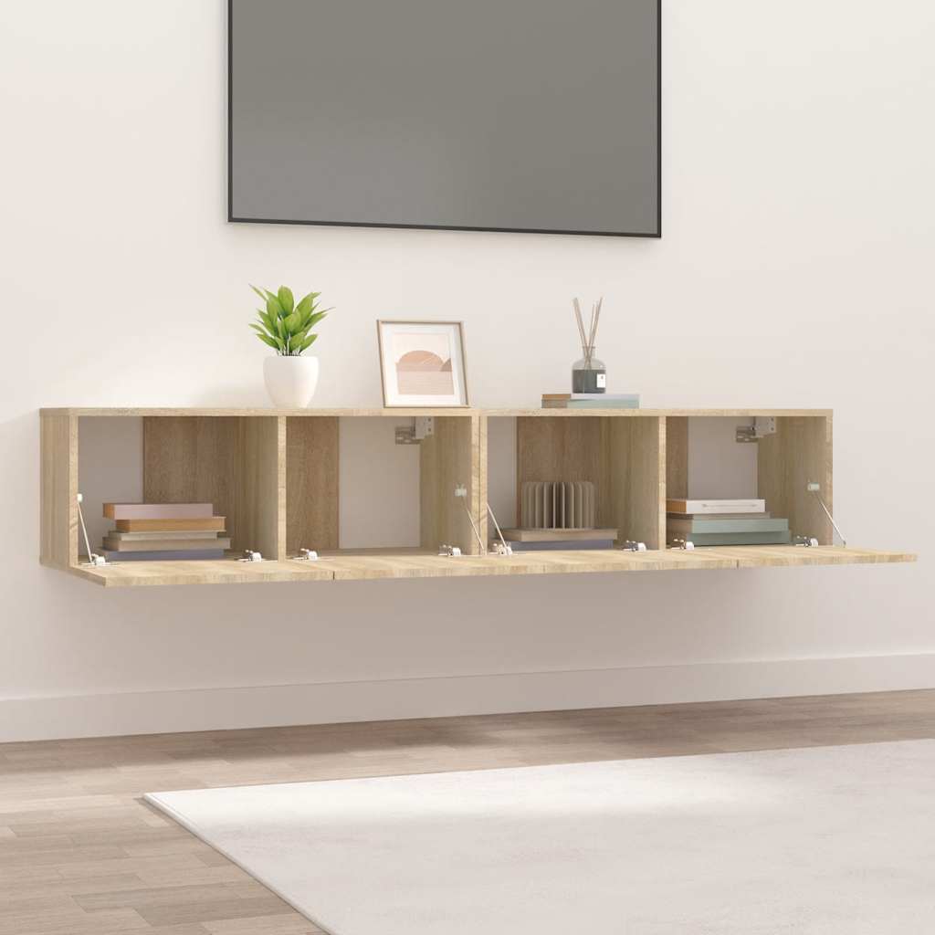 Meubles TV 2 pcs chêne sonoma 80x30x30 cm bois d'ingénierie - XIOS