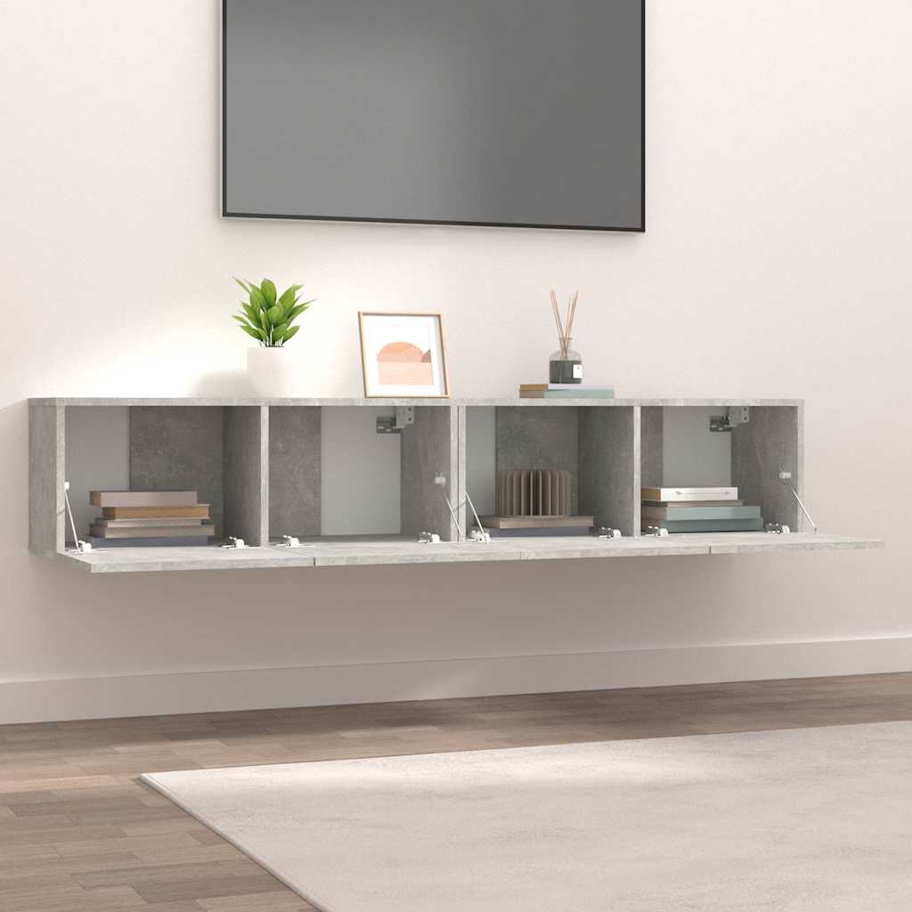 Meubles TV 2 pcs gris béton 80x30x30 cm bois d'ingénierie - XIOS