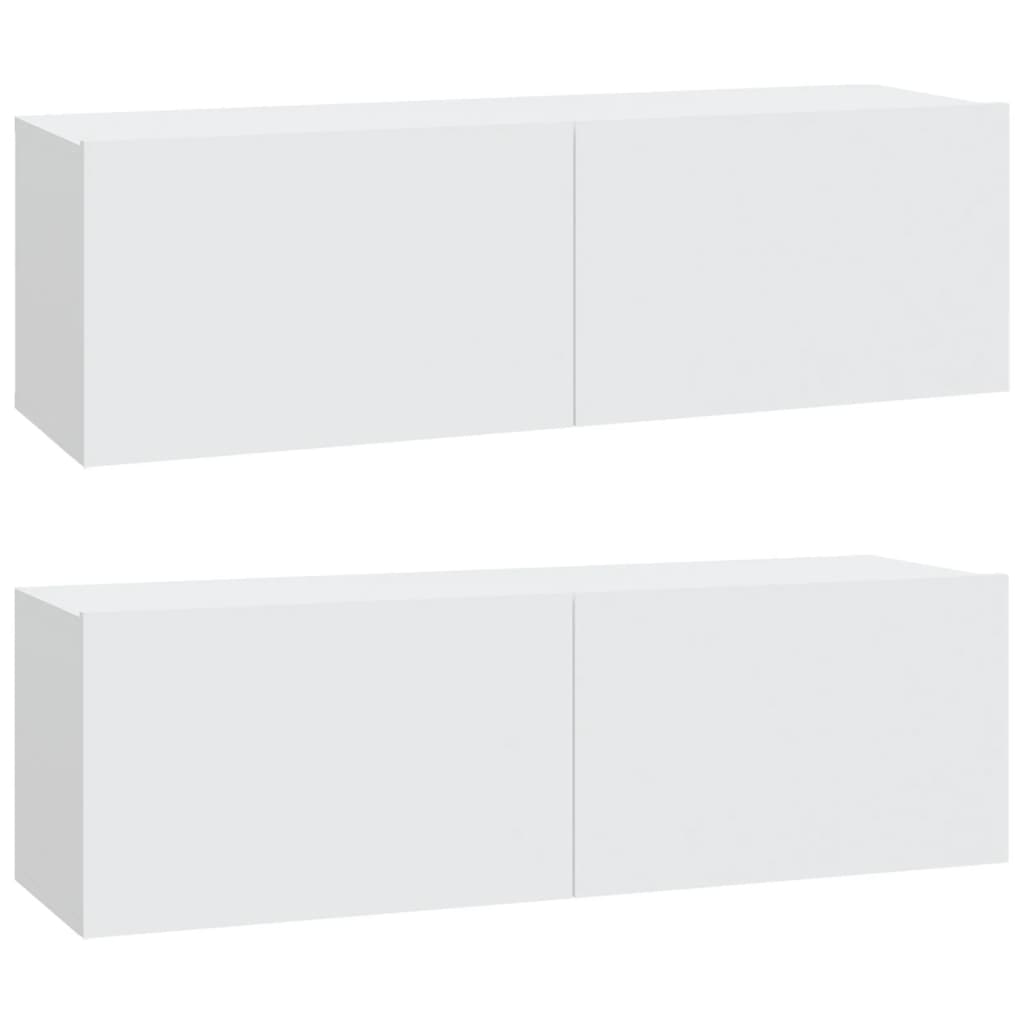 Meubles TV muraux 2 pcs blanc 100x30x30 cm bois d'ingénierie - XIOS