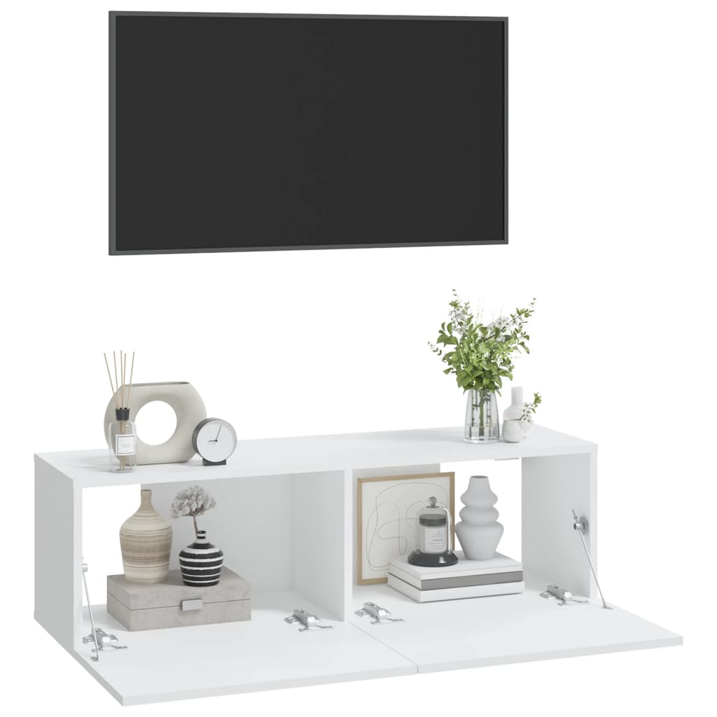 Meubles TV muraux 2 pcs blanc 100x30x30 cm bois d'ingénierie - XIOS