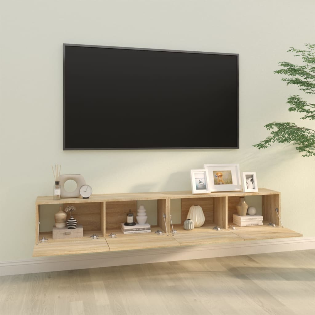 Meubles TV muraux 2pcs chêne sonoma 100x30x30cm bois ingénierie - XIOS