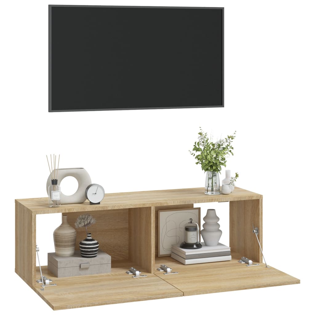 Meubles TV muraux 2pcs chêne sonoma 100x30x30cm bois ingénierie - XIOS