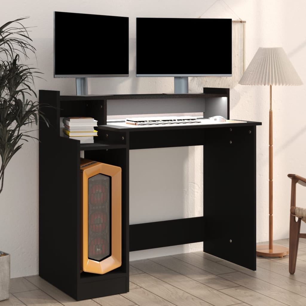 Bureau avec lumières LED noir 97x45x90 cm bois d'ingénierie - XIOS