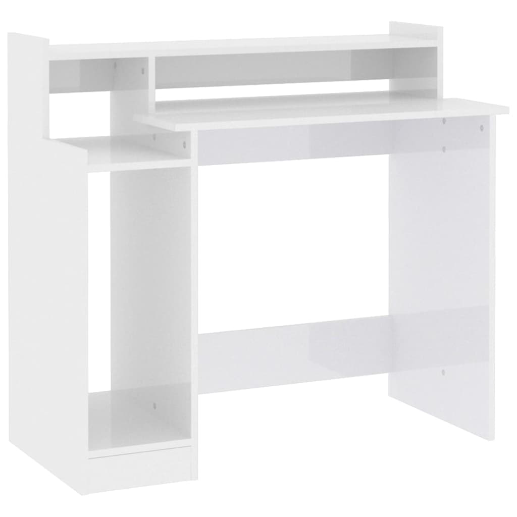 Bureau lumières LED Blanc brillant 97x45x90cm Bois d'ingénierie - XIOS