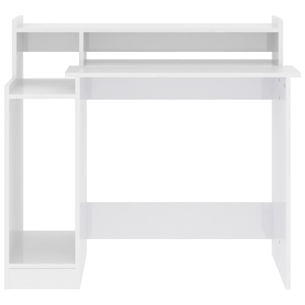 Bureau lumières LED Blanc brillant 97x45x90cm Bois d'ingénierie - XIOS