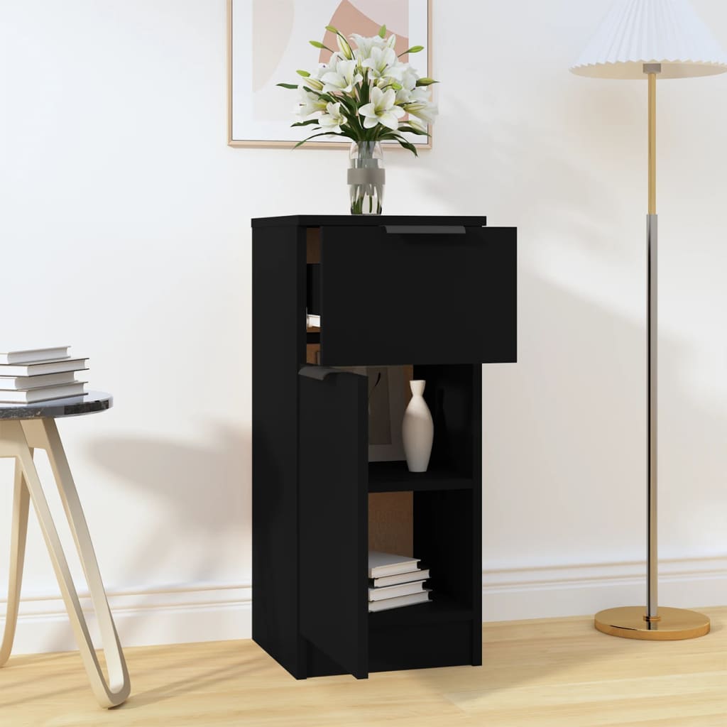 Buffet noir 30x30x70 cm bois d'ingénierie - XIOS