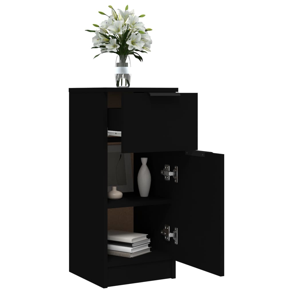 Buffet noir 30x30x70 cm bois d'ingénierie - XIOS