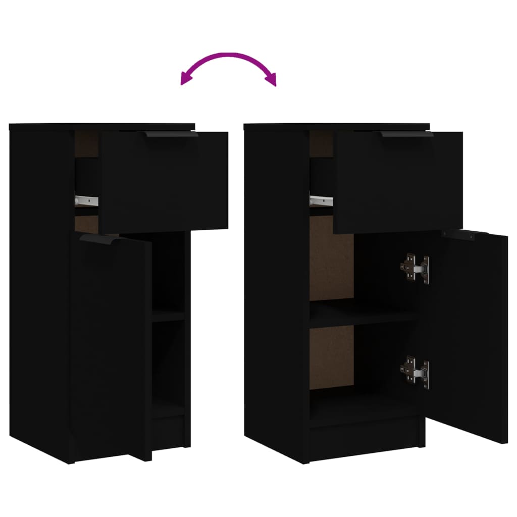 Buffet noir 30x30x70 cm bois d'ingénierie - XIOS