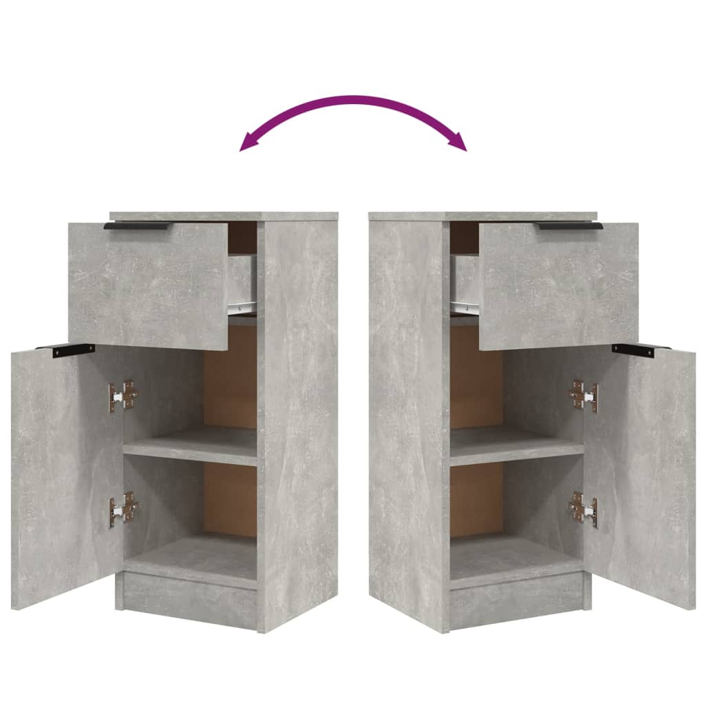 Buffets 2 pcs Gris béton 30x30x70 cm Bois d'ingénierie - XIOS