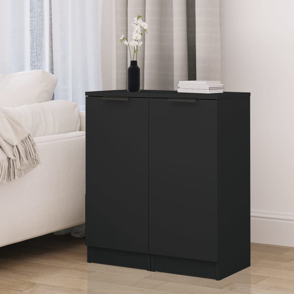 Buffets 2 pcs noir 30x30x70 cm bois d'ingénierie - XIOS