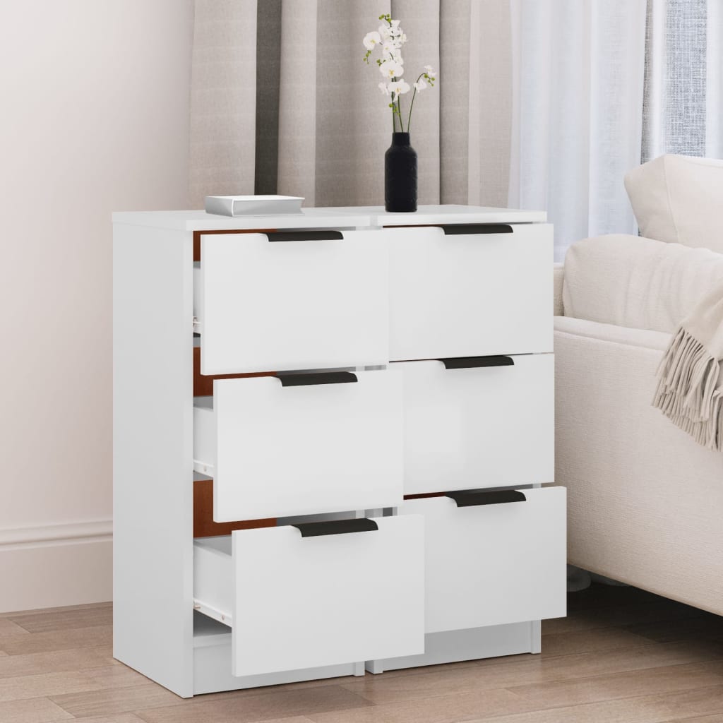 Buffets 2 pcs blanc 30x30x70 cm bois d'ingénierie - XIOS