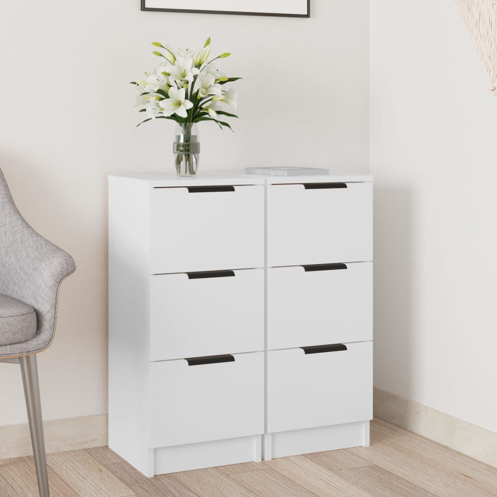 Buffets 2 pcs blanc 30x30x70 cm bois d'ingénierie - XIOS