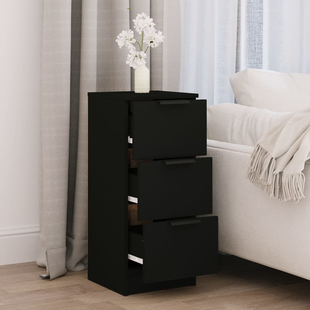 Buffet noir 30x30x70 cm bois d'ingénierie - XIOS