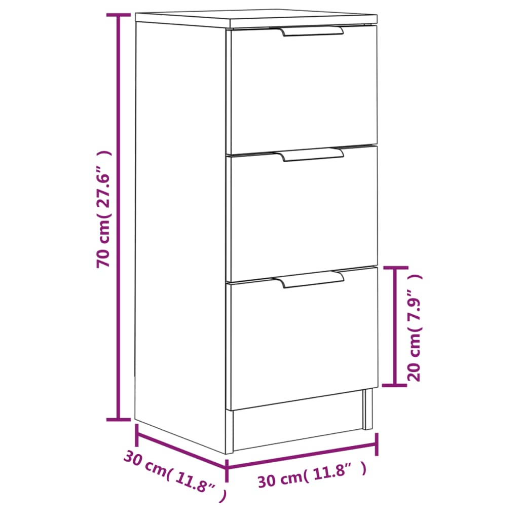 Buffet noir 30x30x70 cm bois d'ingénierie - XIOS