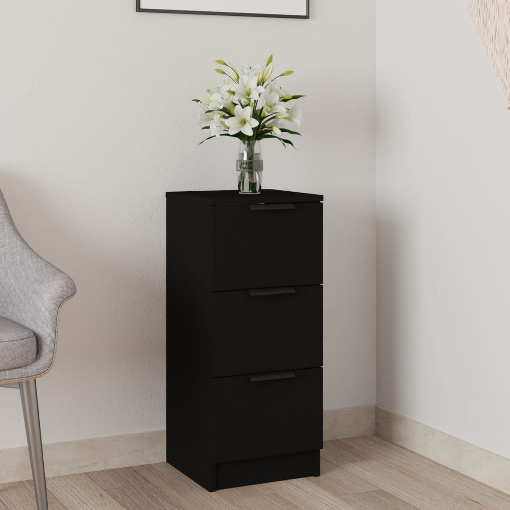 Buffet noir 30x30x70 cm bois d'ingénierie - XIOS