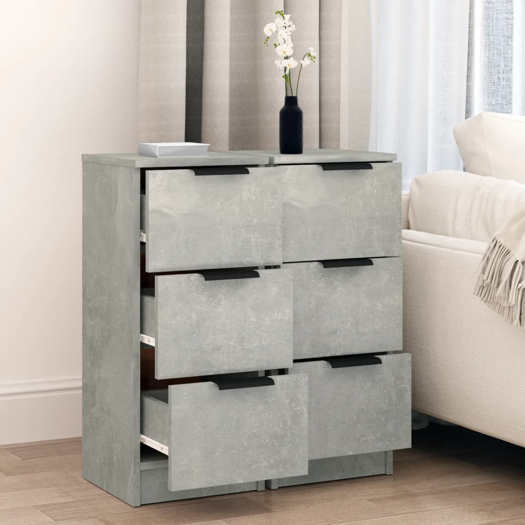 Buffets 2 pcs Gris béton 30x30x70 cm Bois d'ingénierie - XIOS