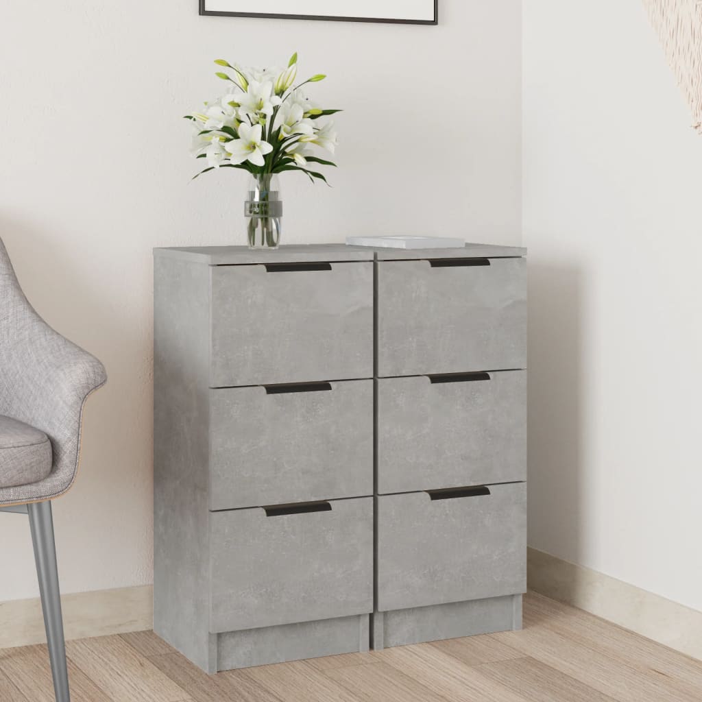 Buffets 2 pcs Gris béton 30x30x70 cm Bois d'ingénierie - XIOS