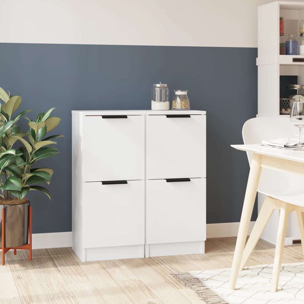 Buffets 2 pcs blanc 30x30x70 cm bois d'ingénierie - XIOS