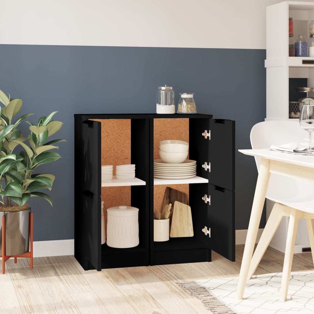 Buffets 2 pcs noir 30x30x70 cm bois d'ingénierie - XIOS