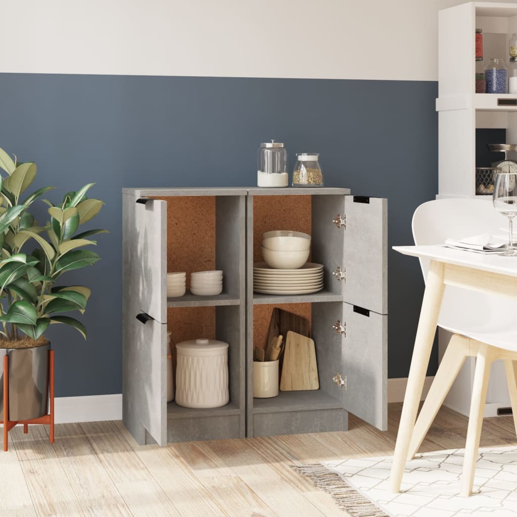 Buffets 2 pcs Gris béton 30x30x70 cm Bois d'ingénierie - XIOS
