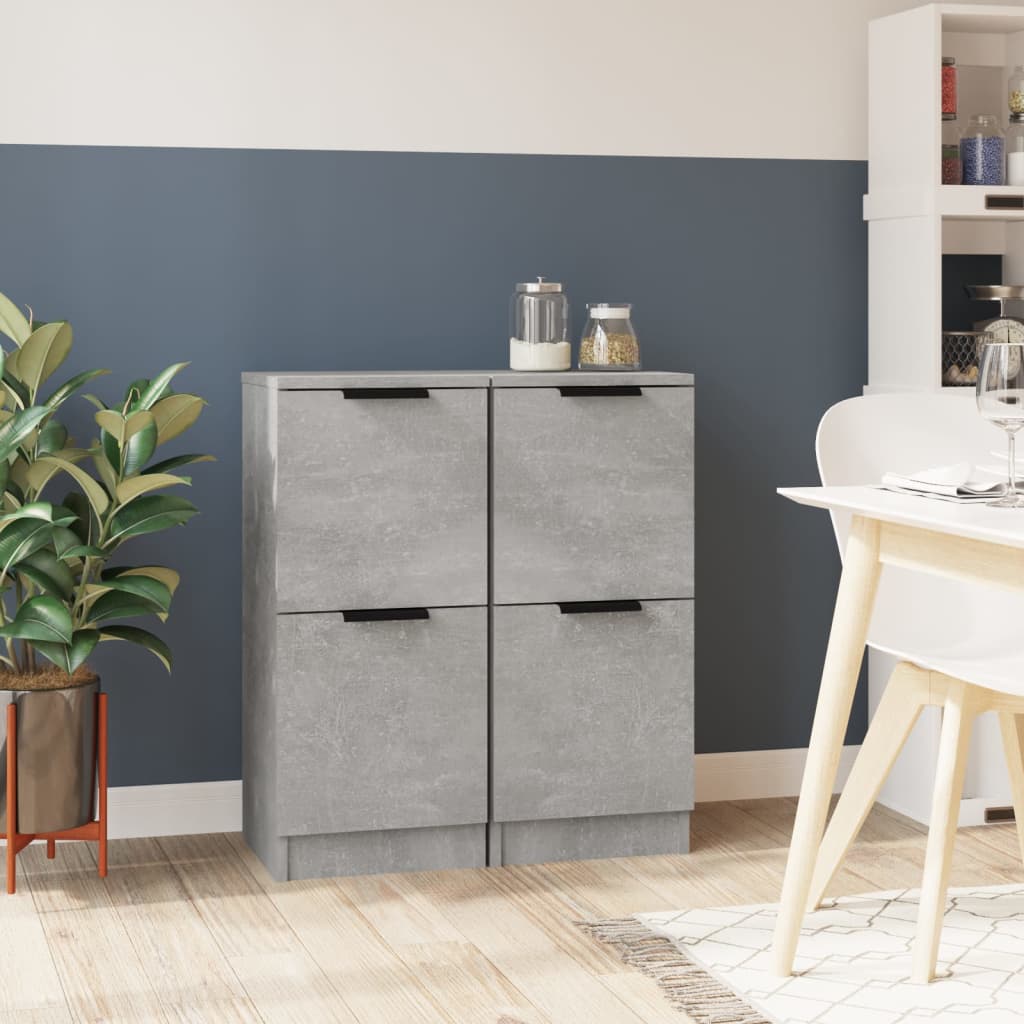 Buffets 2 pcs Gris béton 30x30x70 cm Bois d'ingénierie - XIOS