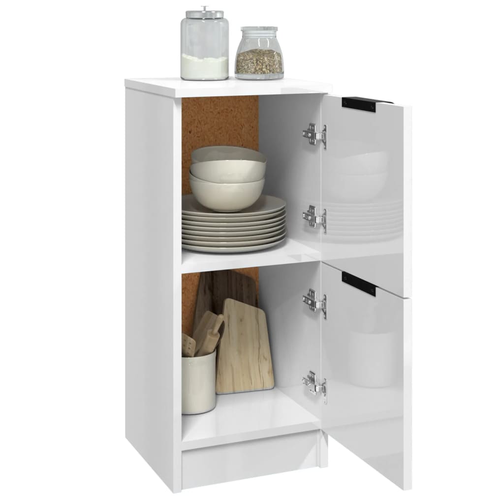 Buffets 2 pcs Blanc brillant 30x30x70 cm Bois d'ingénierie - XIOS