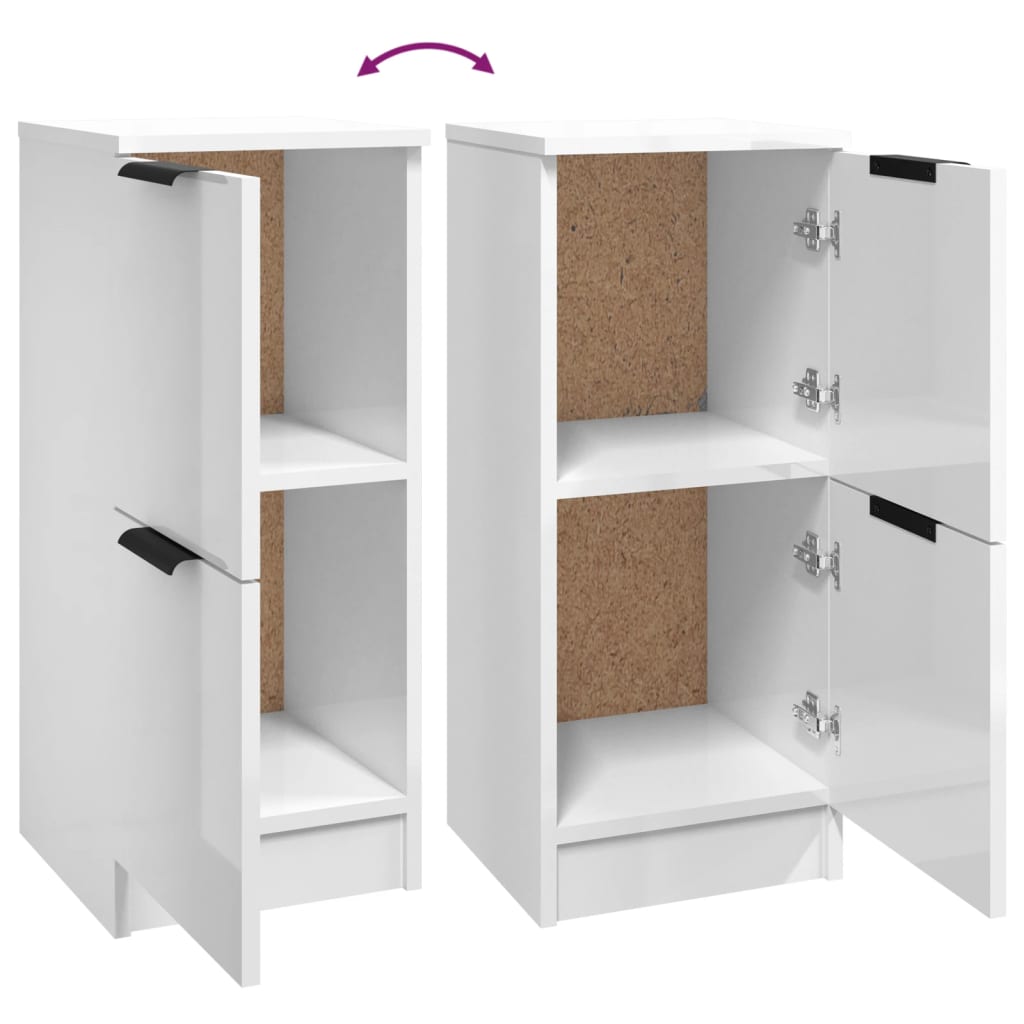 Buffets 2 pcs Blanc brillant 30x30x70 cm Bois d'ingénierie - XIOS