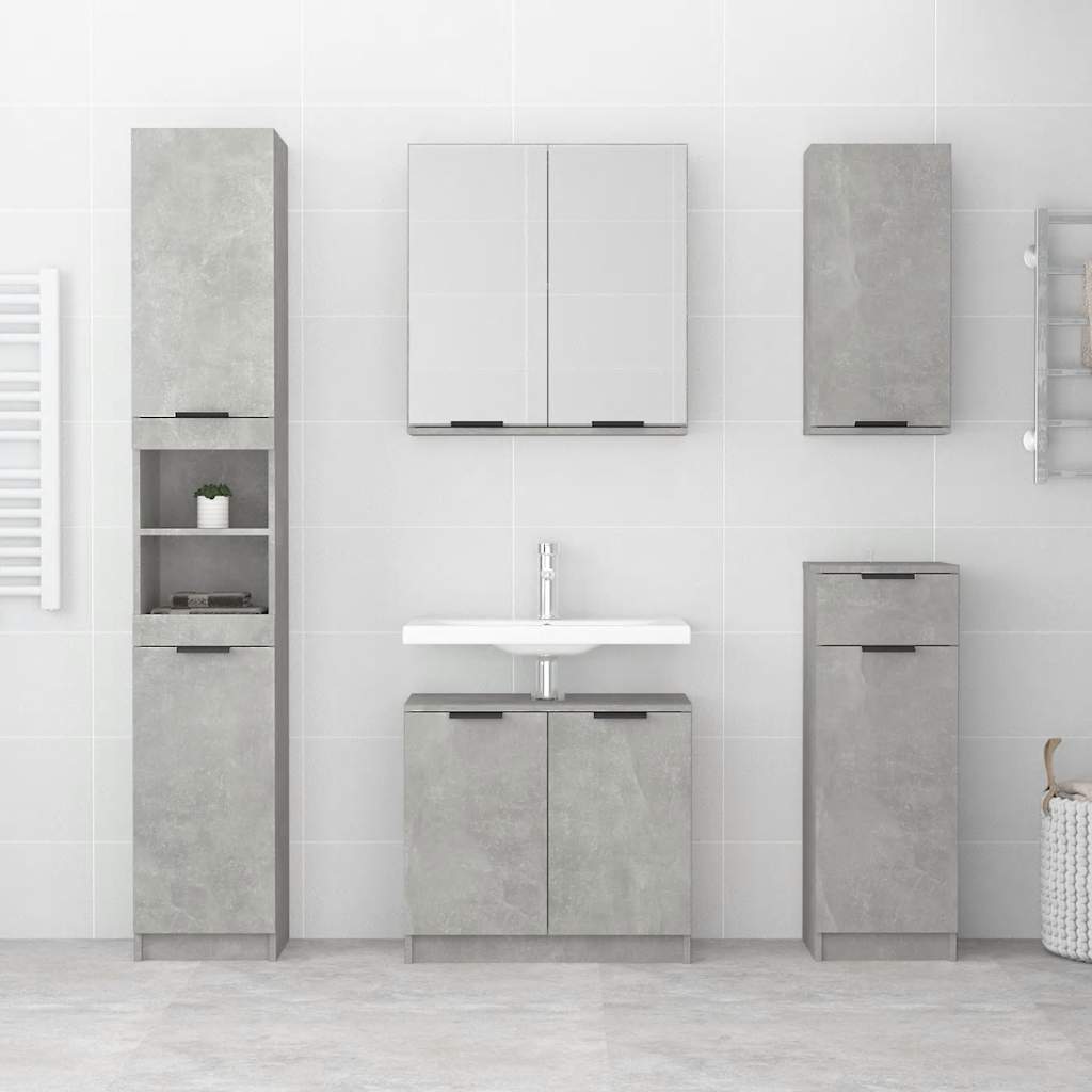Armoire de bain Gris béton 64,5x33,5x59 cm Bois d'ingénierie - XIOS