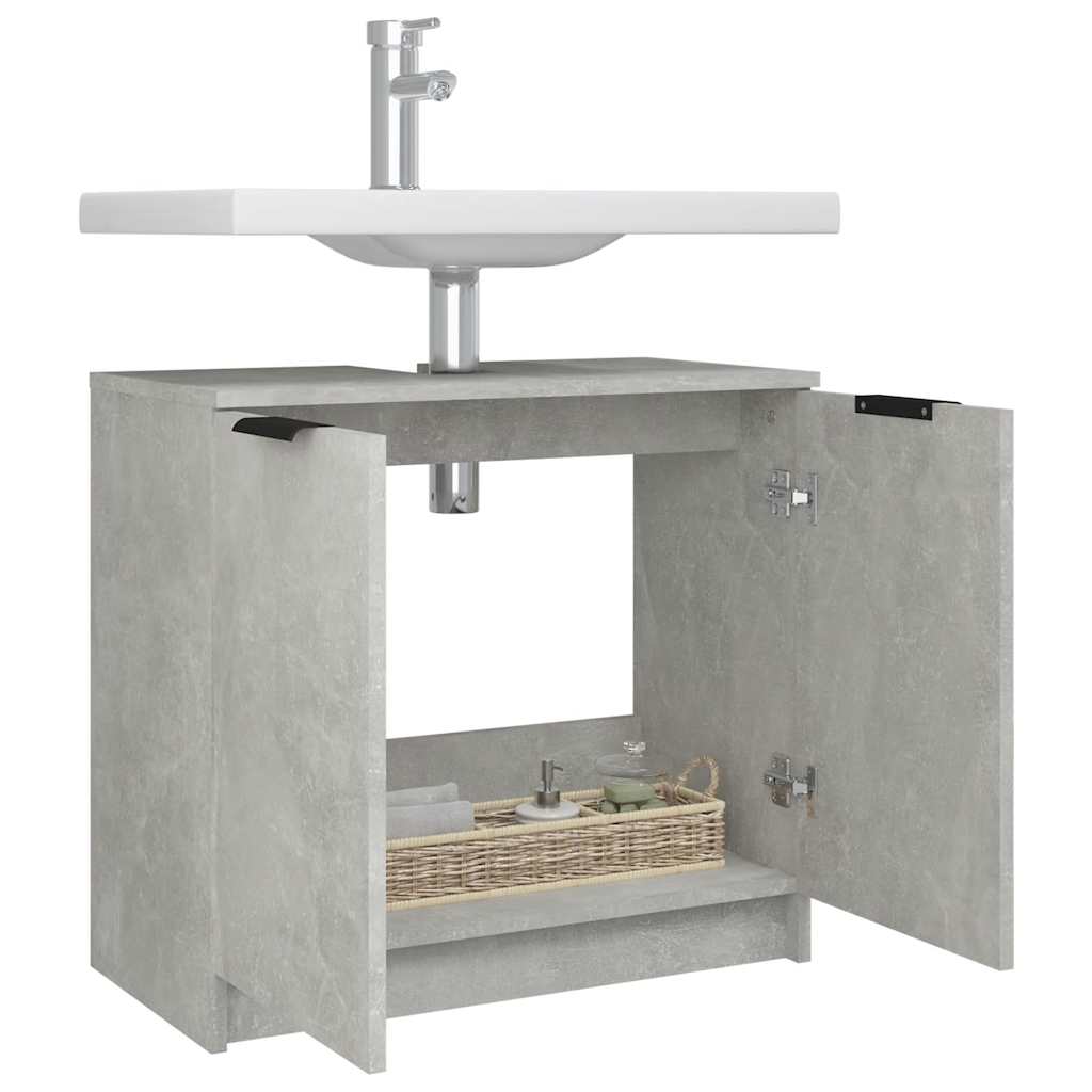 Armoire de bain Gris béton 64,5x33,5x59 cm Bois d'ingénierie - XIOS