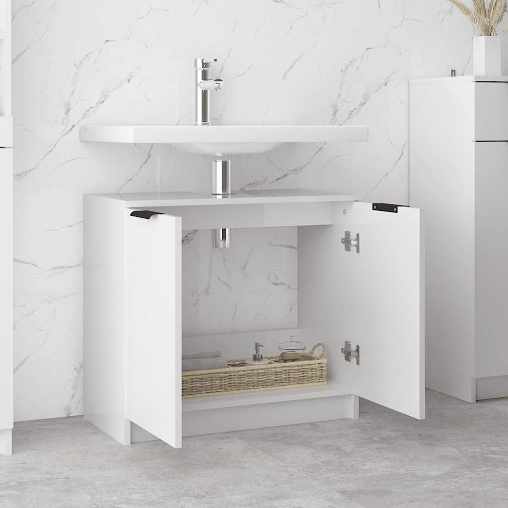 Armoire de salle de bain Blanc brillant 64,5x33,5x59 cm